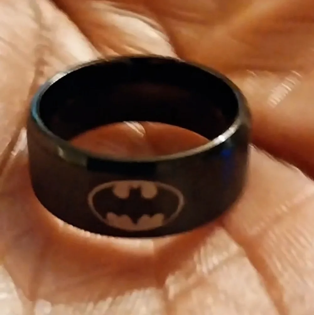 Black Batman Stainless Steel Unisex Ring Sz 6